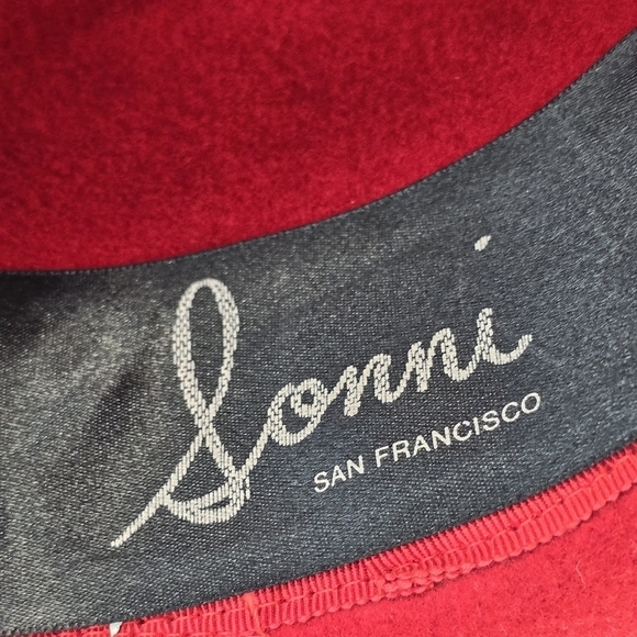 Sonnie San Francisco Hat Red Women Small Wool Wide Brim Fedora Packable Ribbon - Picture 5 of 8